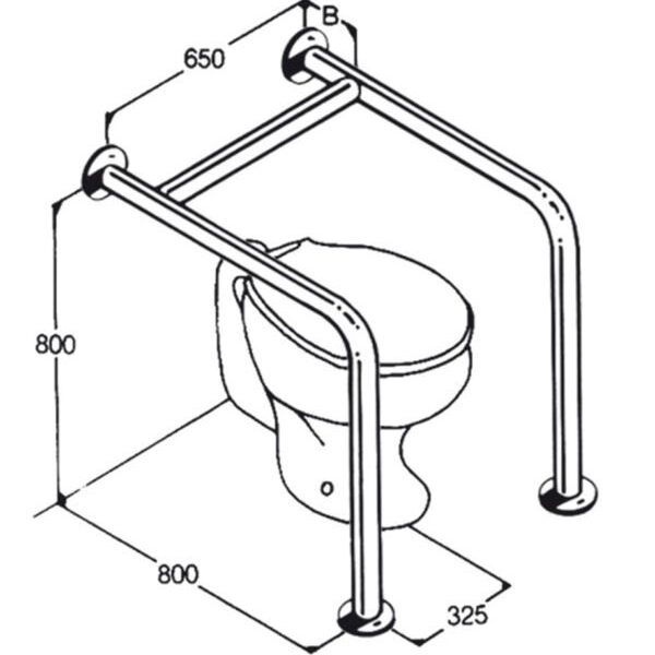 Toilet Rail: Type 010: Concealed Flanges
