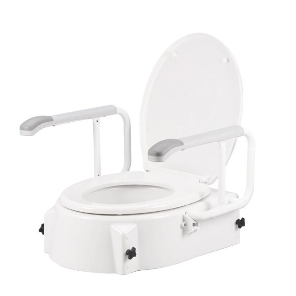 Toilet Seat Raiser - Adjustable Height with Swing Back Arms