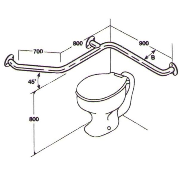Toilet Rail: Type 07A: Concealed Flanges