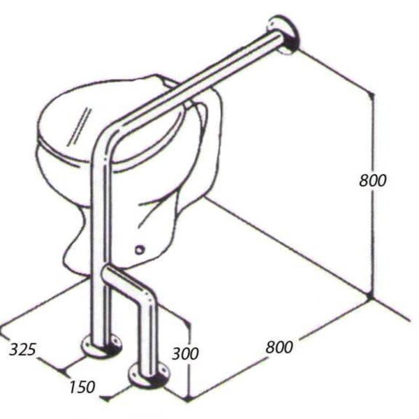 Toilet Rail: Type 09A: Concealed Flanges