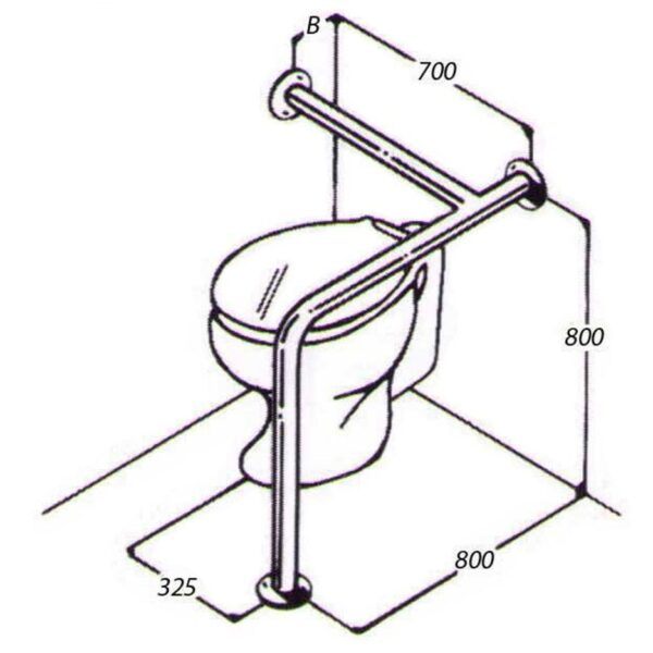 Toilet Rail: Type 011A: Concealed Flanges