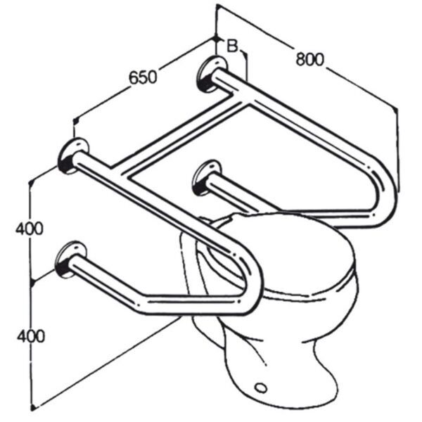 Toilet Rail: Type 014: Concealed Flanges