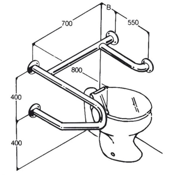 Toilet Rail: Type 015: Concealed Flanges