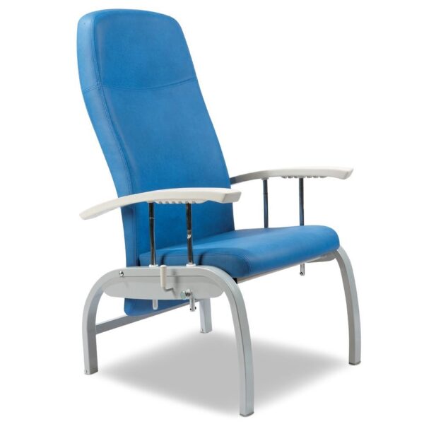 Tilt rest chair without castors with lowerable armrests