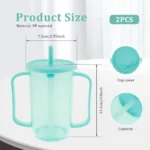 2pcs Elderly Feeding Cups with Handles No Spill Plastic Sippy Cups for Bedridden Patients Anti-Choke Spill-Proof Water for Seniors Reusable Drinking Aid for Elder Care