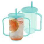 2pcs Elderly Feeding Cups with Handles No Spill Plastic Sippy Cups for Bedridden Patients Anti-Choke Spill-Proof Water for Seniors Reusable Drinking Aid for Elder Care