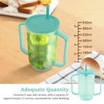 2pcs Elderly Feeding Cups with Handles No Spill Plastic Sippy Cups for Bedridden Patients Anti-Choke Spill-Proof Water for Seniors Reusable Drinking Aid for Elder Care