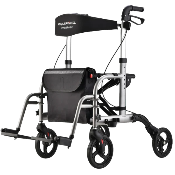 Equipmed SmartRoller 2-in-1 Rollator Wheelchair